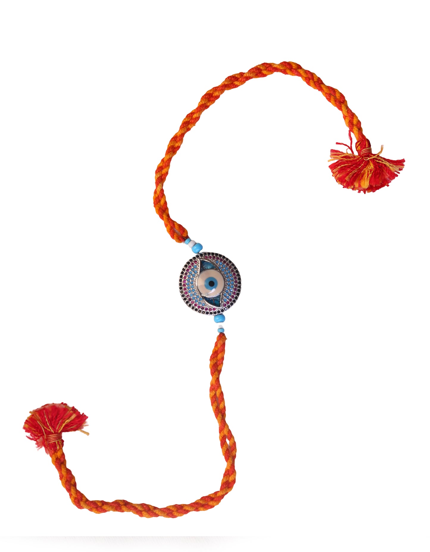 chandi rakhi bracelet evil eye Nazar stone studded detail