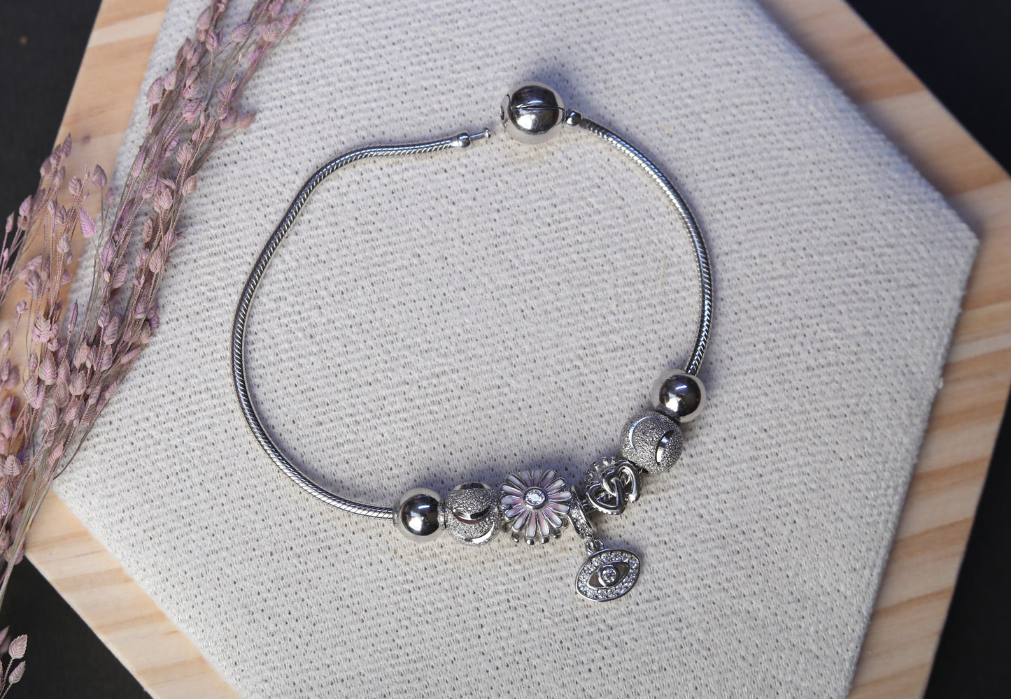 handmade charm bracelets daisy charm silver design
