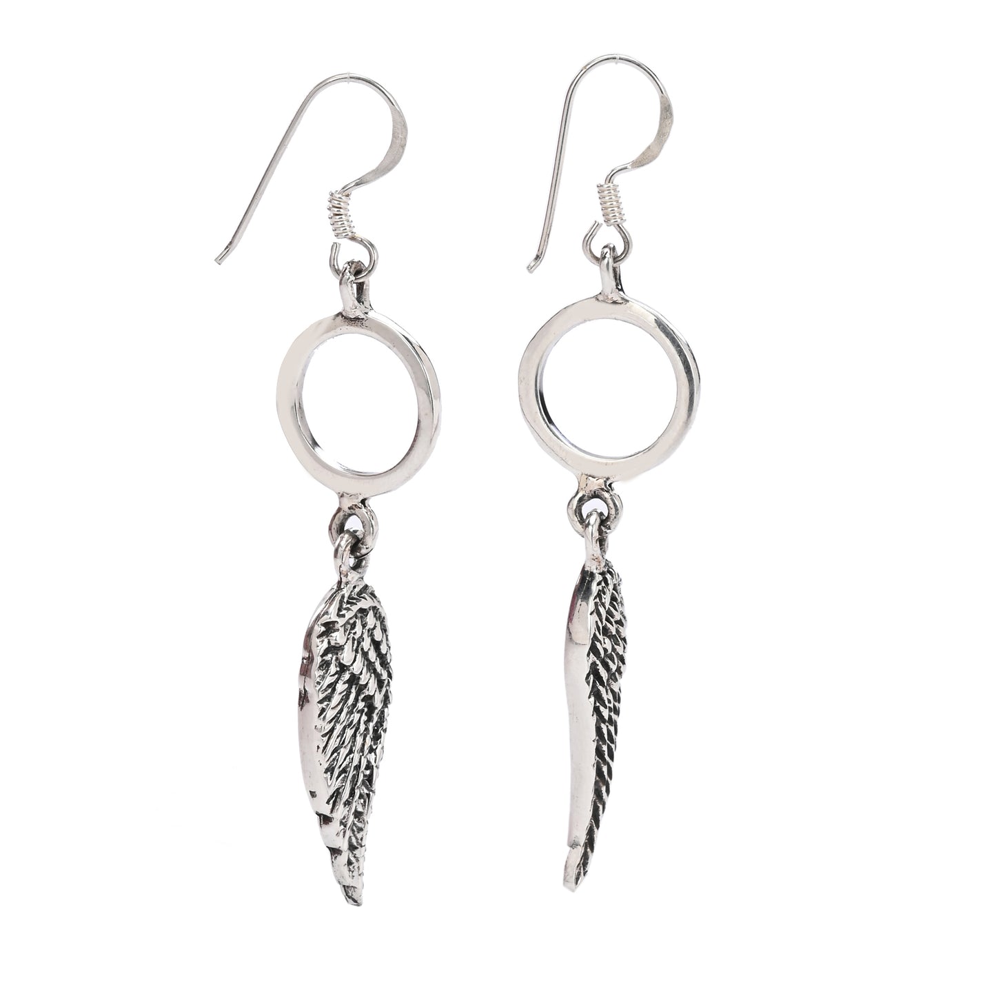 Puremoon Oxidized Silver Wing Shape Earrings for Women