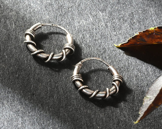 Puremoon Oxidized Silver Bali Earrings for Women