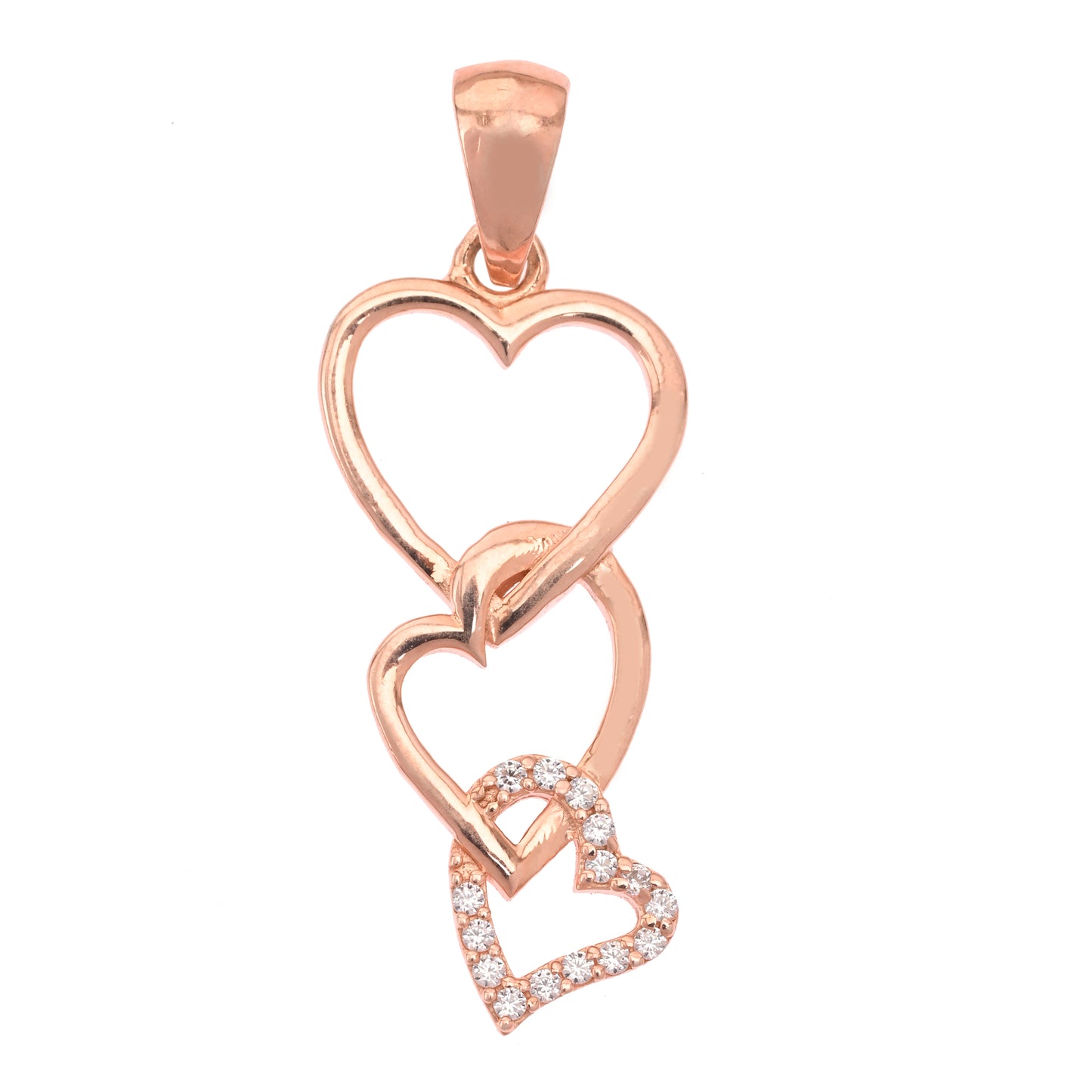 Puremoon Rose Gold Triple Heart Pendant for Women