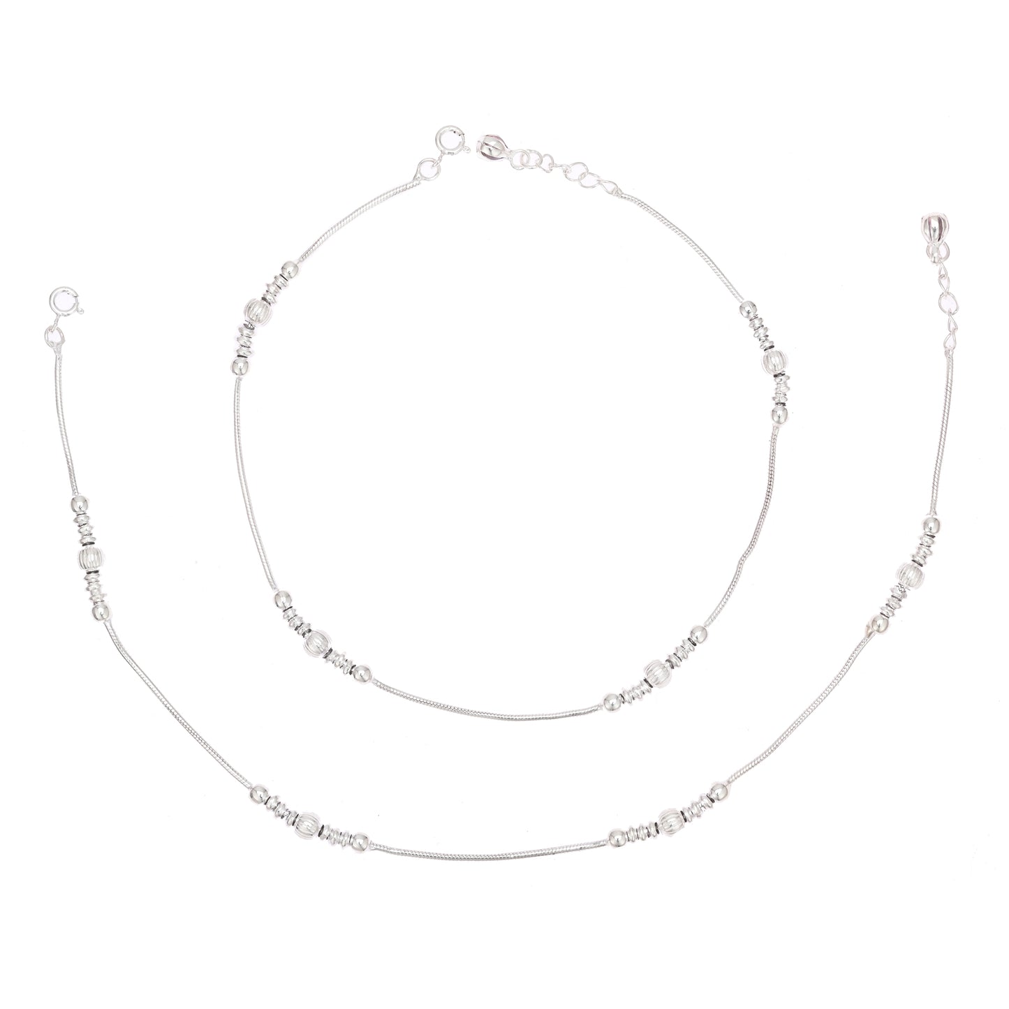 Puremoon 925 Silver Beaded Payal Anklet for Women