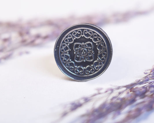 ring sterling silver 925 mandala sacred geometry detail