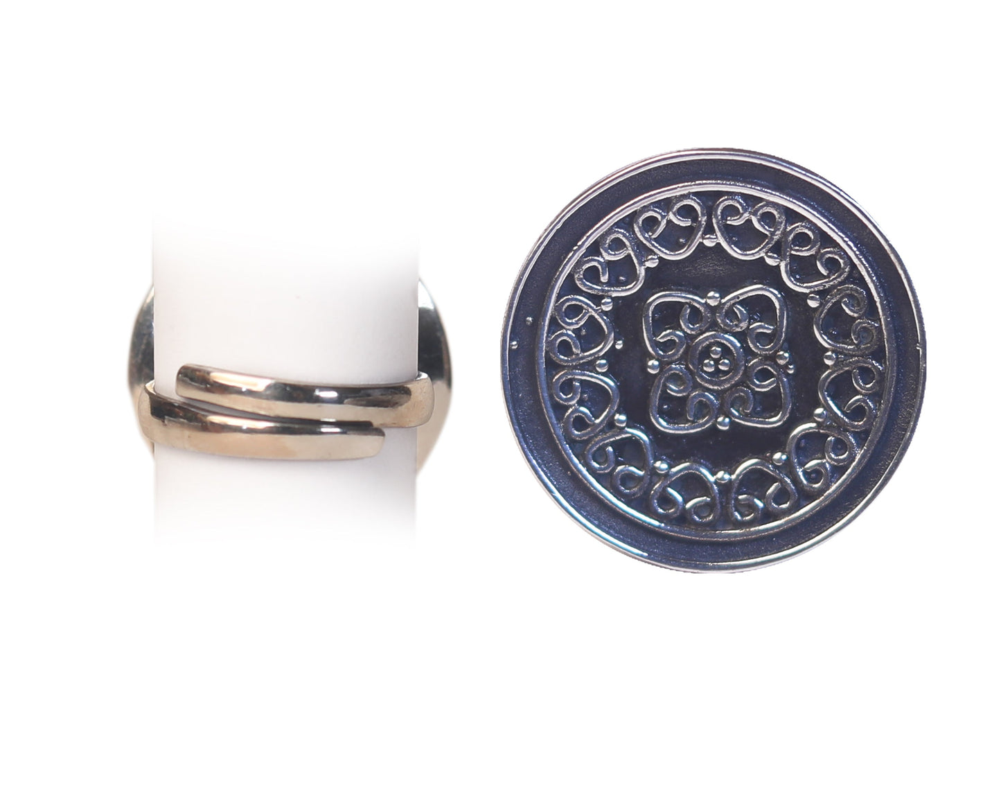 sterling 925 ring mandala oxidised antique finish