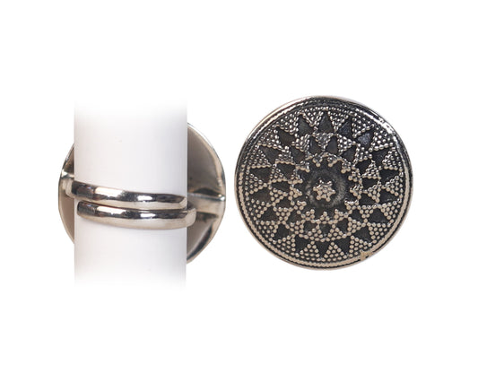 ring sterling silver 925 artisan floral oxidised petal detail