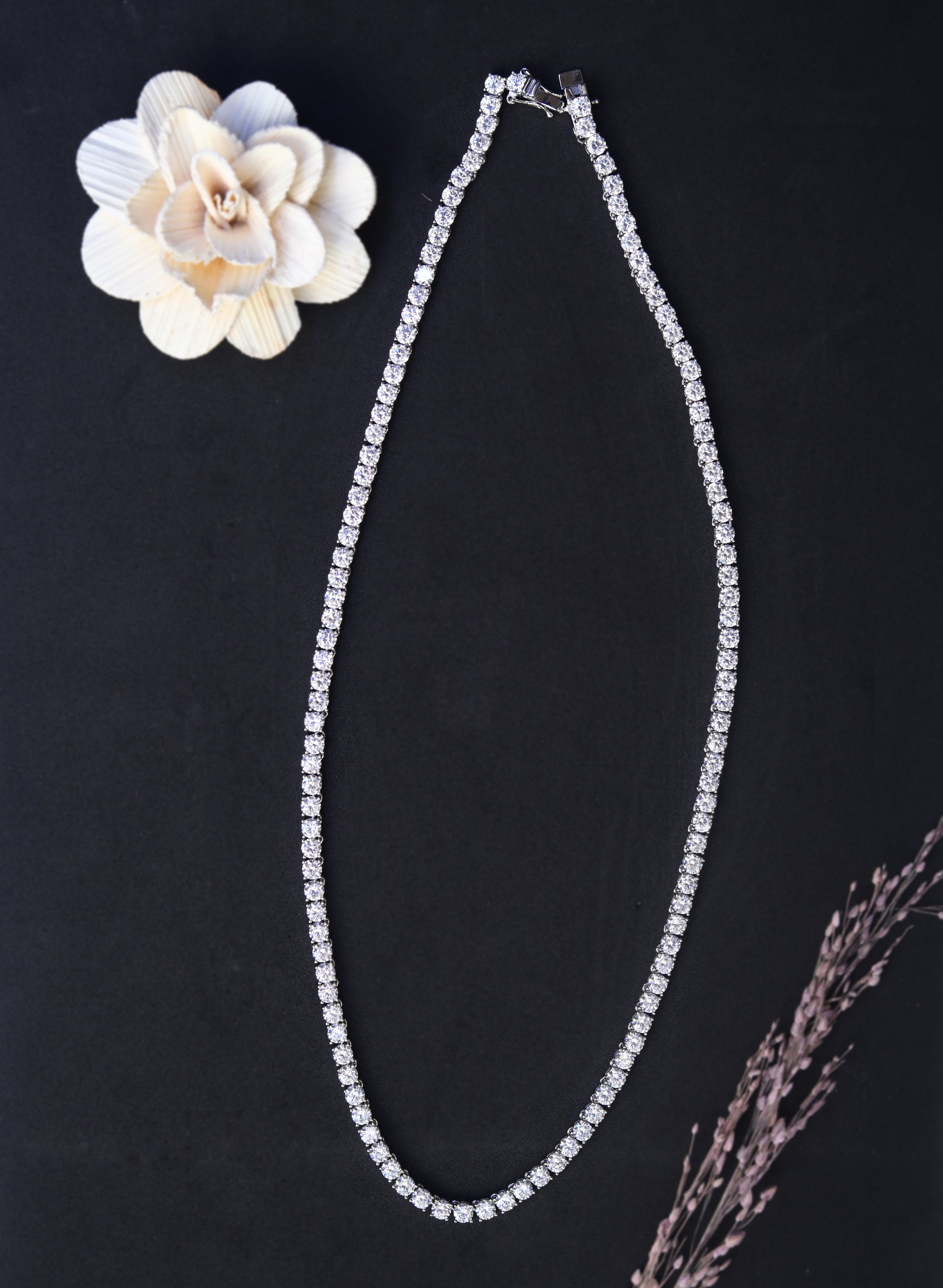 pendant sterling silver necklace starlight crystal tennis design