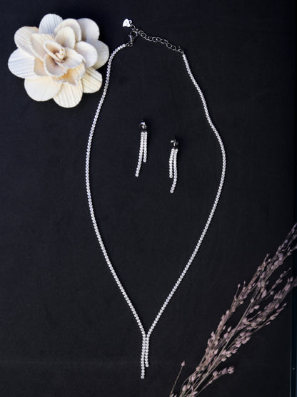 pendant sterling silver necklace Celeste crystal Y-drop tennis