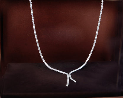 elegant sterling silver necklace crystal tennis row detail