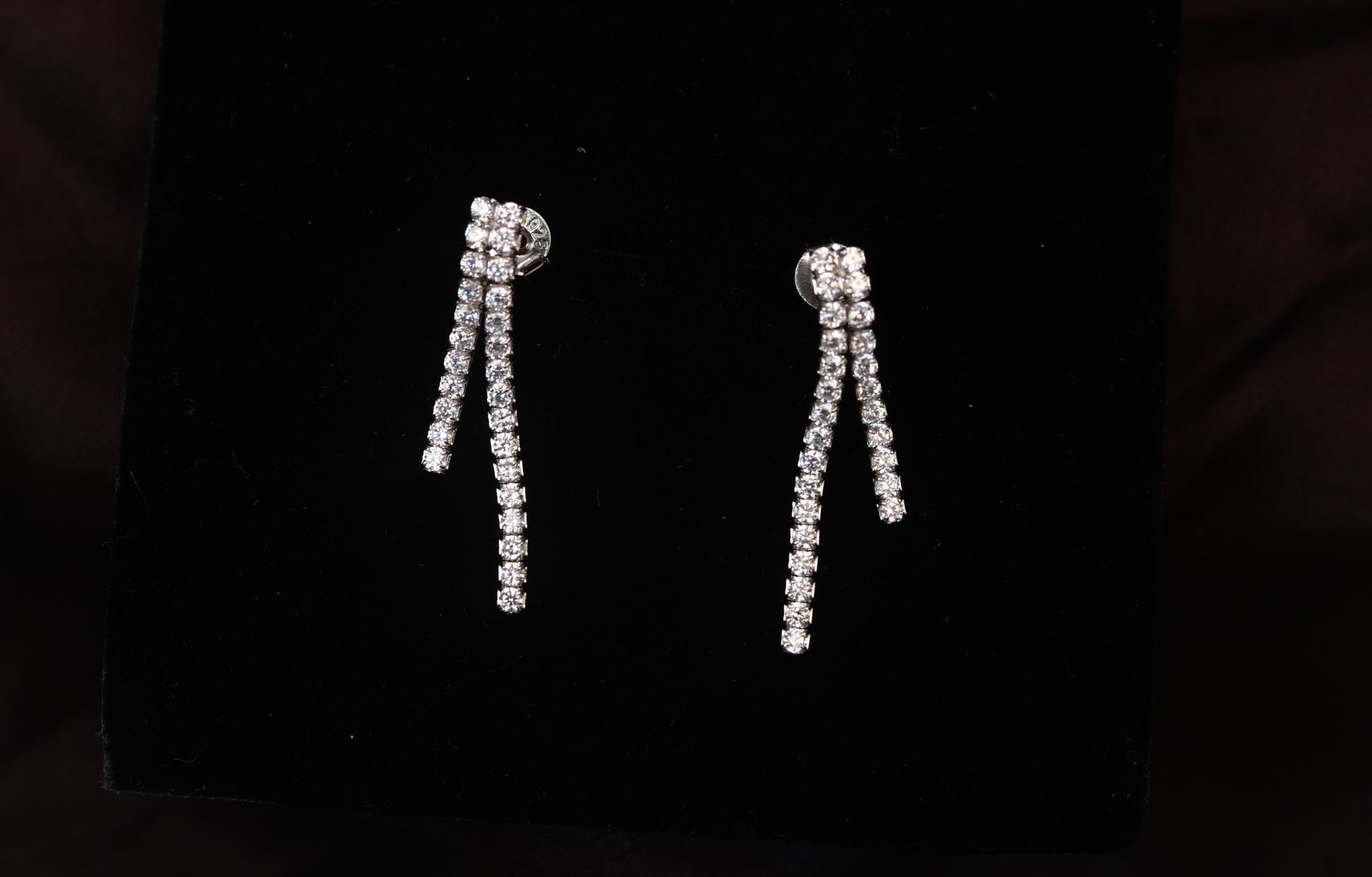 sterling silver stud earrings set sleek crystal stick design