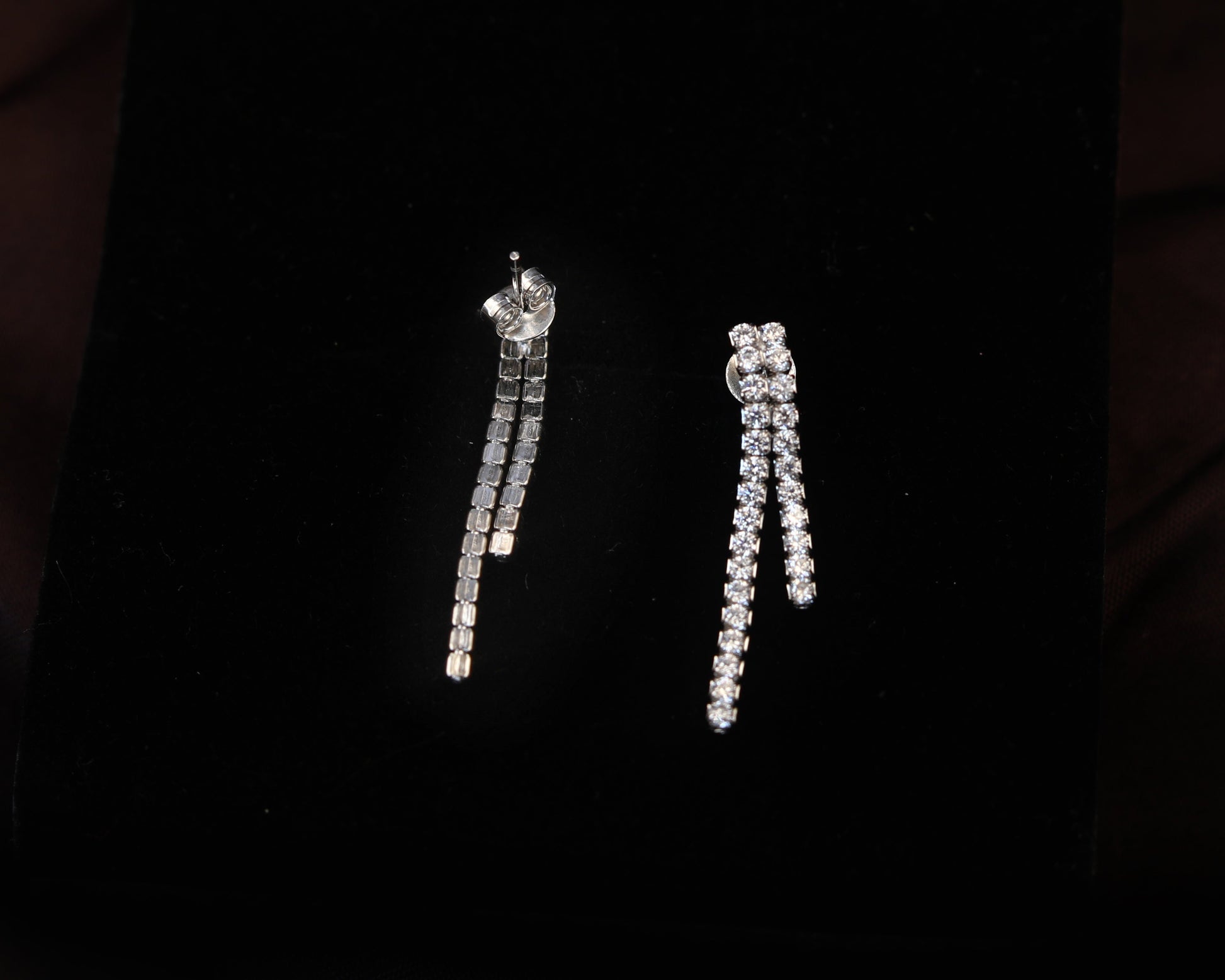 sterling silver stone earrings sleek crystal stick CZ detail