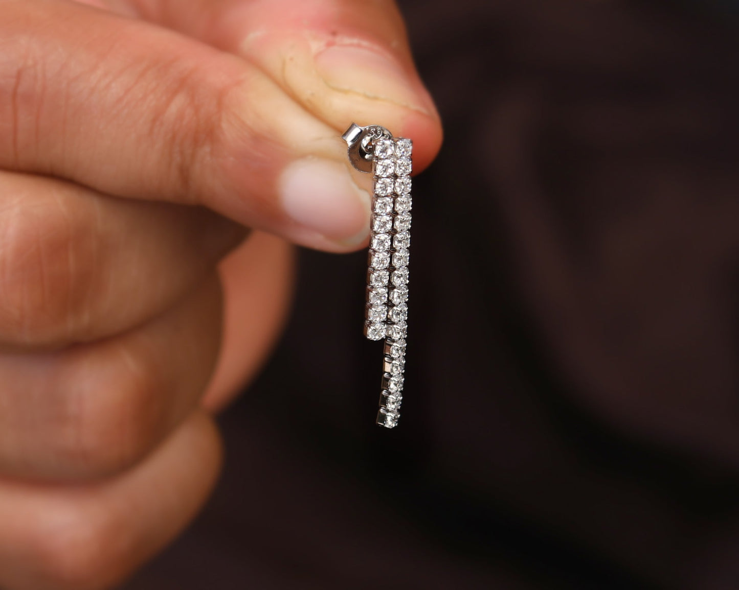 stud earrings for women sterling silver sleek crystal stick worn