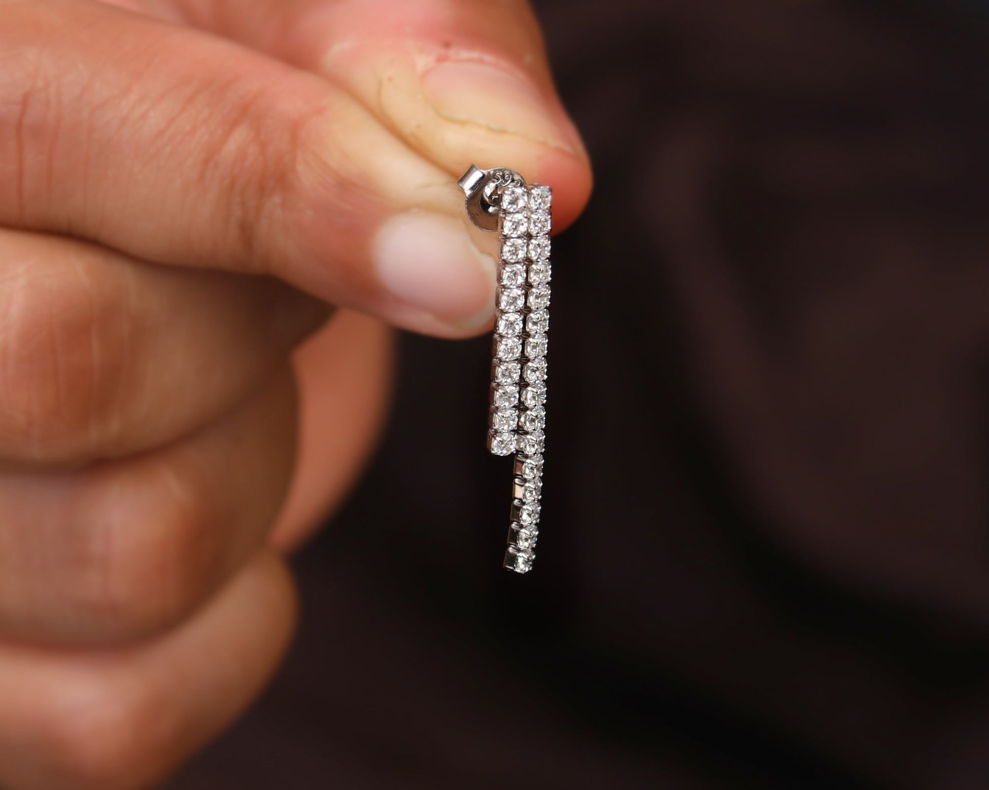 stud earrings for women sterling silver sleek crystal stick worn
