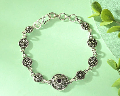 925 sterling silver antique bracelet flat lay