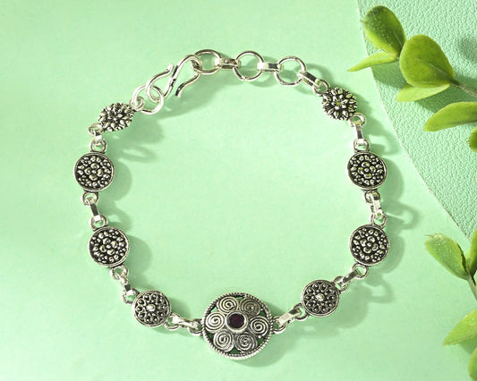 925 sterling silver antique bracelet flat lay