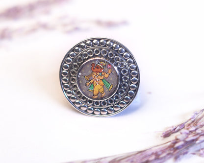 Close-up of Lord Ganesha ring motif detail