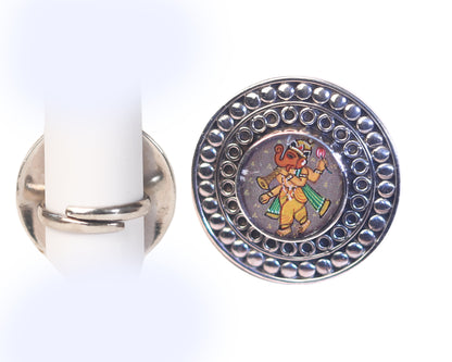 Lord Ganesha silver ring styled for festive gifting