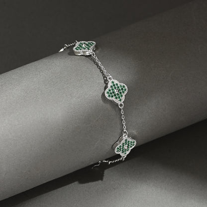 Puremoon 925 Silver Minimal Flower Bracelet for Women (Delicate Floral Design)