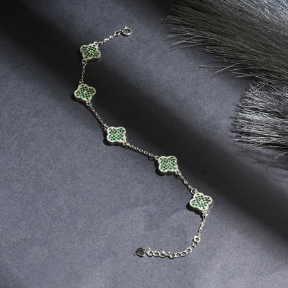 Puremoon 925 Silver Minimal Flower Bracelet for Women (Delicate Floral Design)