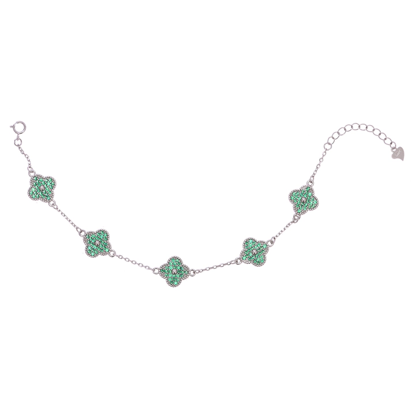Puremoon 925 Silver Minimal Flower Bracelet for Women (Delicate Floral Design)