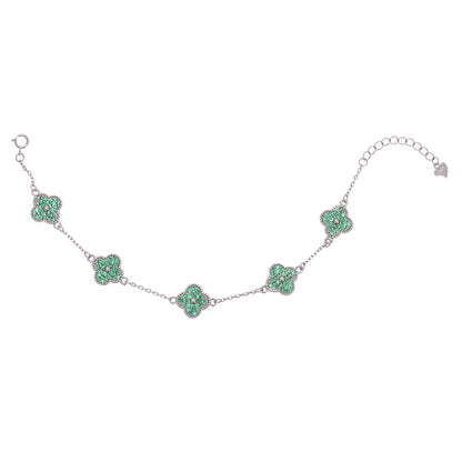 Puremoon 925 Silver Minimal Flower Bracelet for Women (Delicate Floral Design)