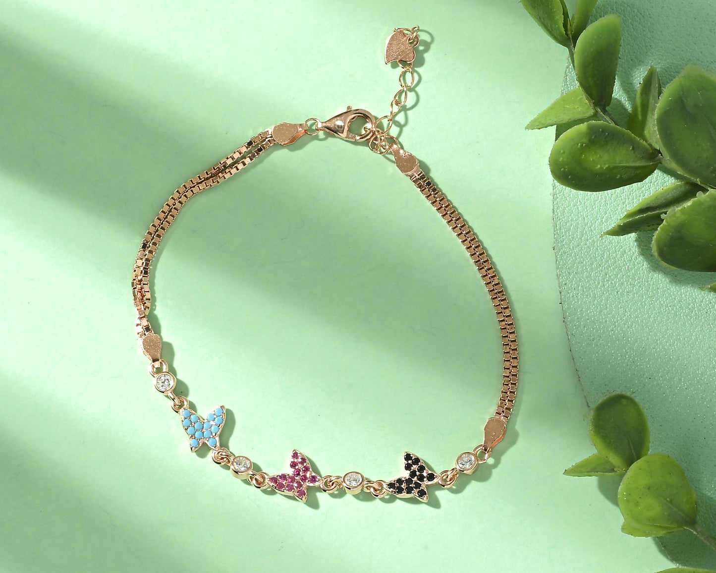 Puremoon Minimalist 925 Silver Butterfly Bracelet for Women – Three Butterfly Motif