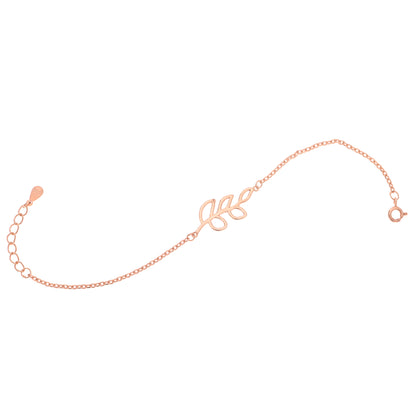 Puremoon Minimalist 925 Silver Leaf Bracelet for Women – Dainty Nature-Inspired Design
