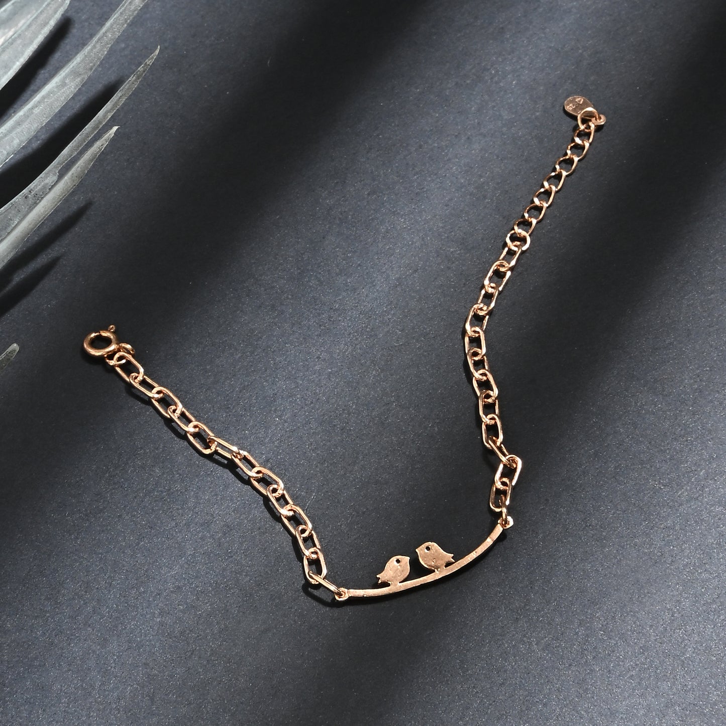 Puremoon Minimalist 925 Silver Bird Bracelet for Women – Two Birds Motif