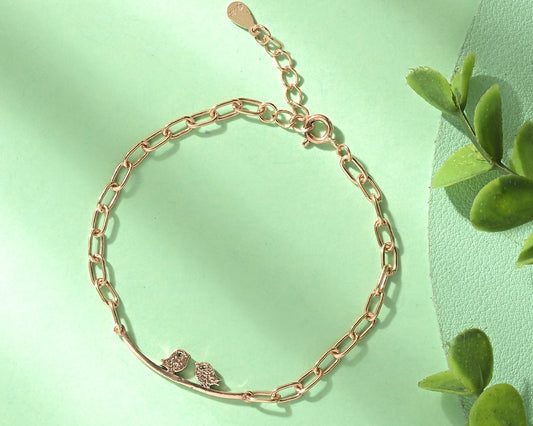 Puremoon Minimalist 925 Silver Bird Bracelet for Women – Two Birds Motif
