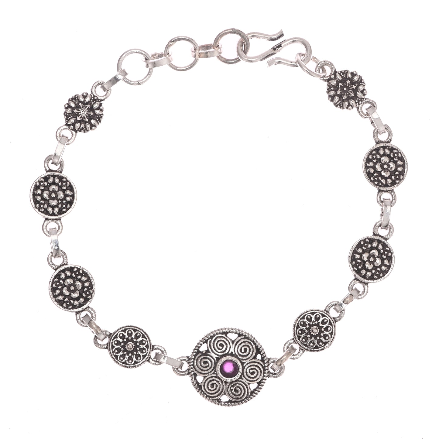 Puremoon 925 Sterling Silver Antique Bracelet for Women – Vintage Style Jewelry
