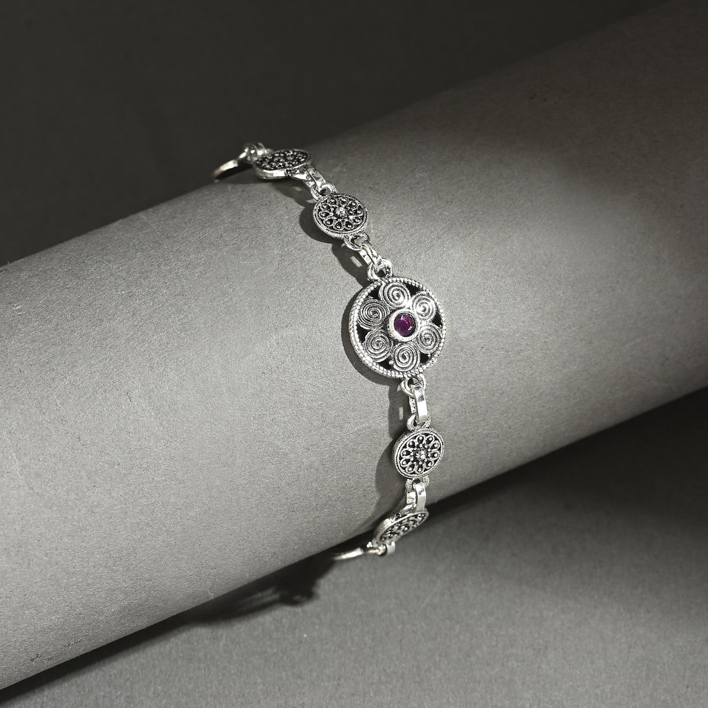 Puremoon 925 Sterling Silver Antique Bracelet for Women – Vintage Style Jewelry