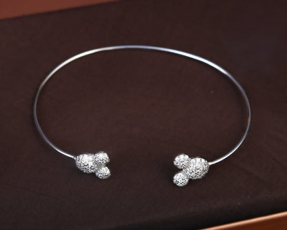 silver studded bracelet pave sphere CZ stone setting detail