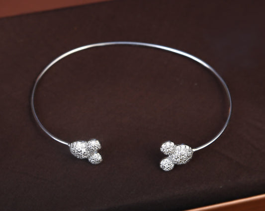 silver studded bracelet pave sphere CZ stone setting detail