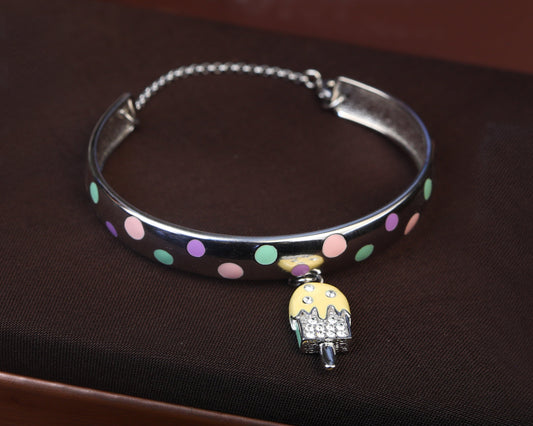 silver studded bracelet kids polka dot print motif 925 detail