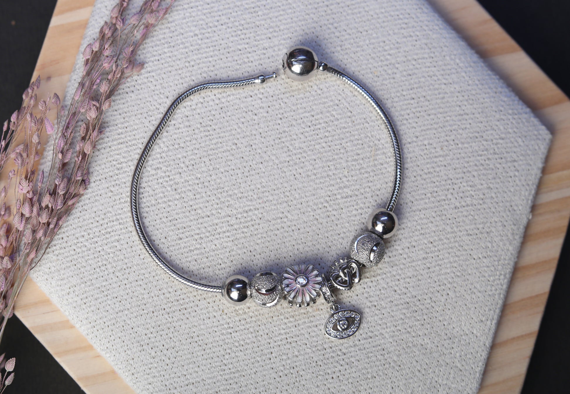handmade charm bracelets daisy charm silver design