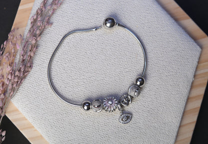 handmade charm bracelets daisy charm silver design