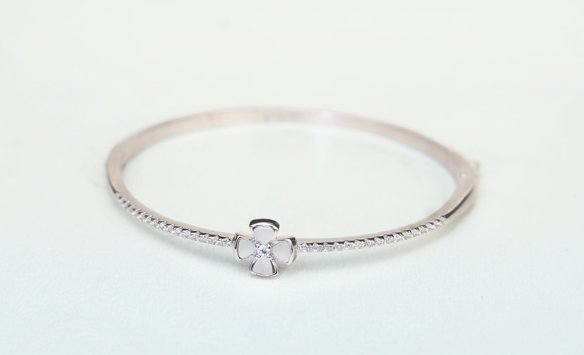 925 sterling silver bangle bracelets flower enamel charm worn