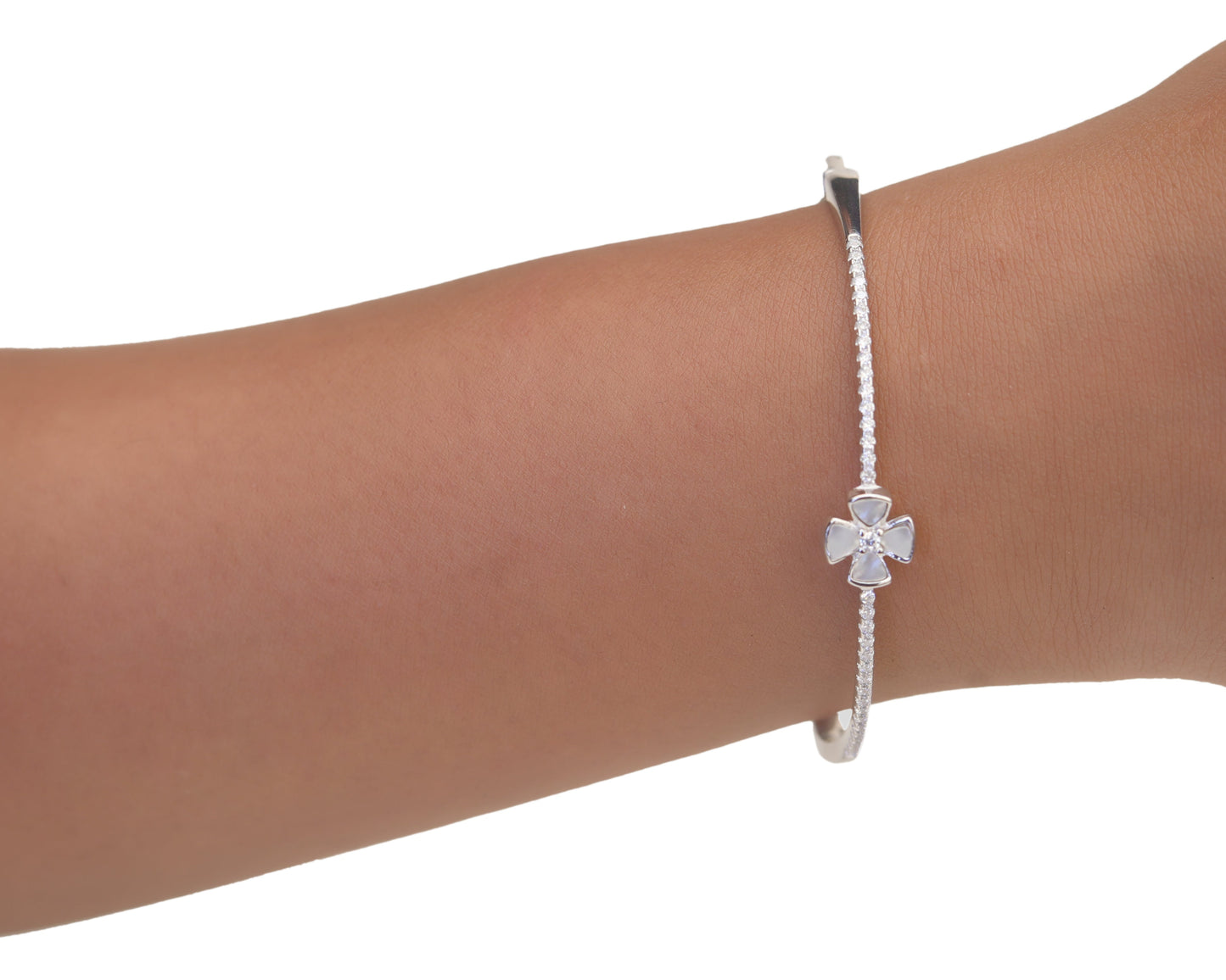 handmade charm bracelets flower enamel charm silver design