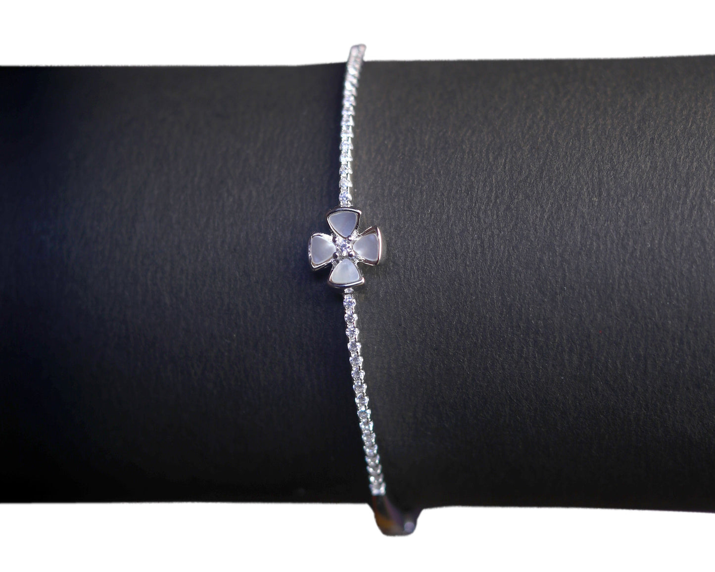 sterling silver bracelets with stones flower enamel charm detail