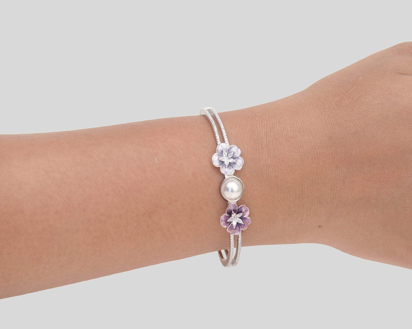 sterling silver bracelets with stones lavender bloom pearl design