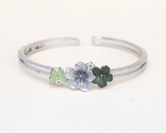 sterling silver bracelets with stones nature floral botanical detail