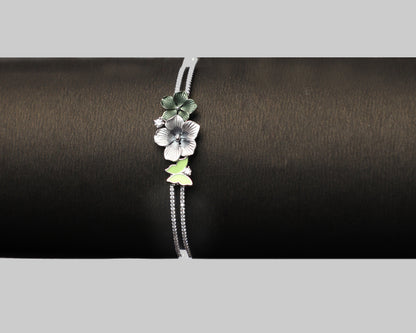 925 sterling silver bangle bracelets nature inspired floral worn