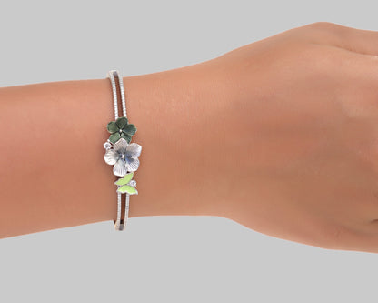 sterling silver leaf bracelet nature inspired floral design