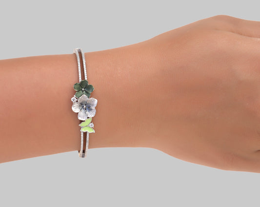 sterling silver leaf bracelet nature inspired floral design