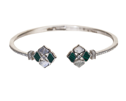 925 sterling silver bangle bracelets malachite motif worn