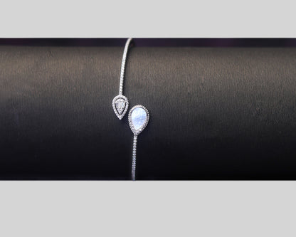 silver studded bracelet mother of pearl teardrop iridescent detail