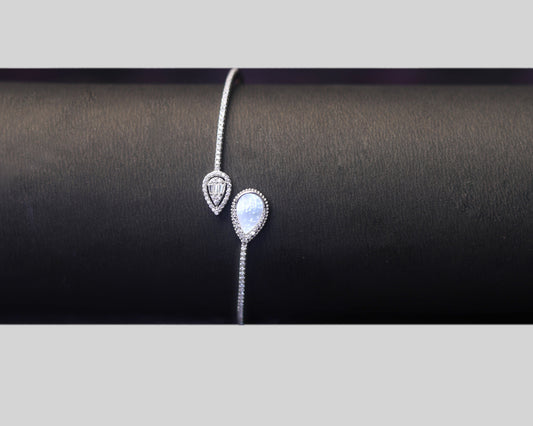 silver studded bracelet mother of pearl teardrop iridescent detail