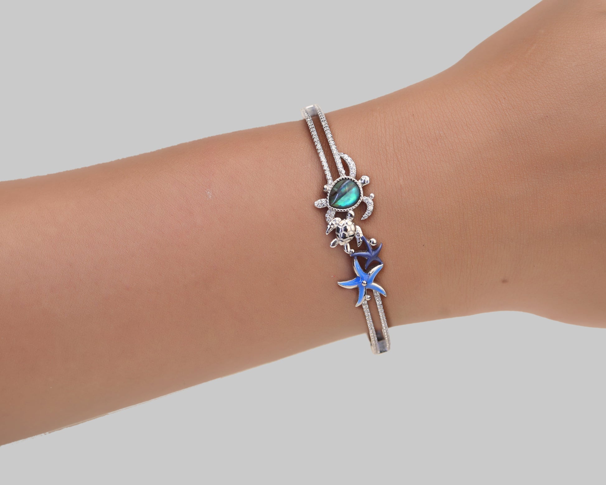 handmade charm bracelets sea life enamel ocean silver design