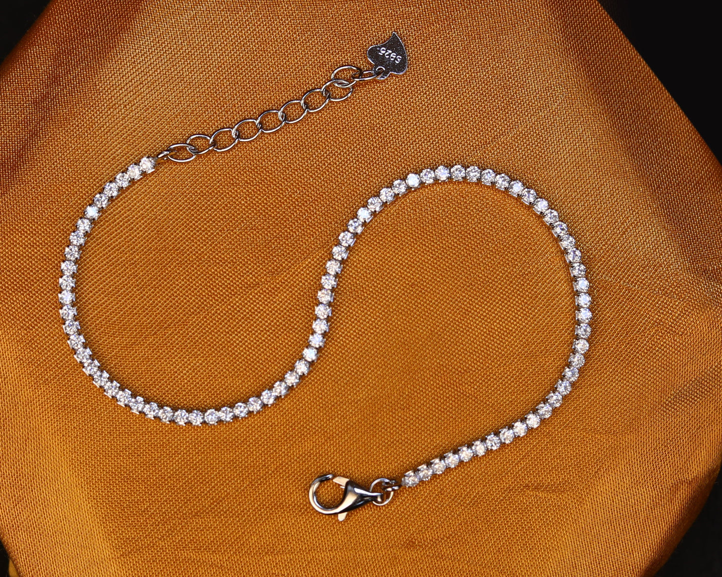 silver studded bracelet crystal luxe tennis stone detail