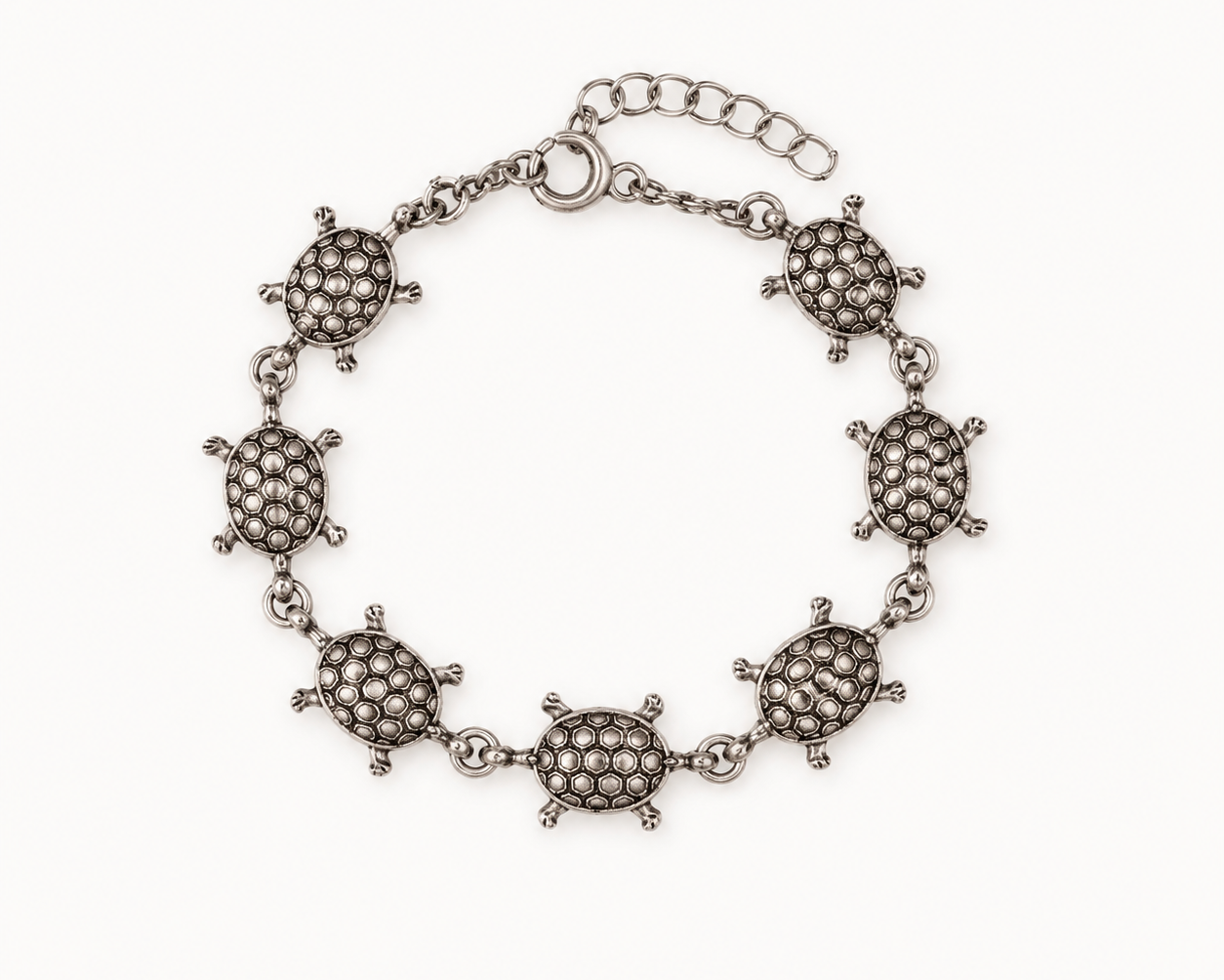 handmade charm bracelets turtle charm oxidised silver design