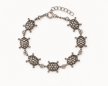 handmade charm bracelets turtle charm oxidised silver design